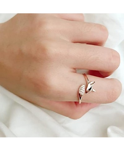 Fox Ring for Women Teen Girls Rose Gold Cute Animal Rings Fox Jewelry Gift for Her Girlfriend Wife $10.02 Statement