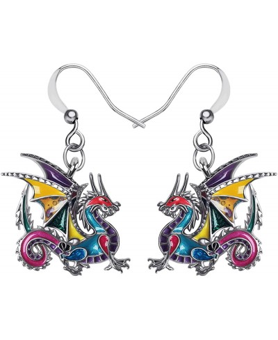 Enamel Alloy Fantasy Dragon Earrings Dinosaur Drop Dangle Fashion Jewelry For Women Girls Charm Gift $14.01 Drop & Dangle