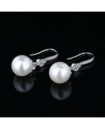 925 Sterling Silver Gold Pearl Hoop Earrings for Women Dangle Pearl Drop Earrings Huggie Gifts for Girls Mother Her $19.54 Dr...