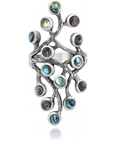 Dramatic Flowing Nature Abalone Shell Inlaid .925 Sterling Silver Ring $26.97 Bands