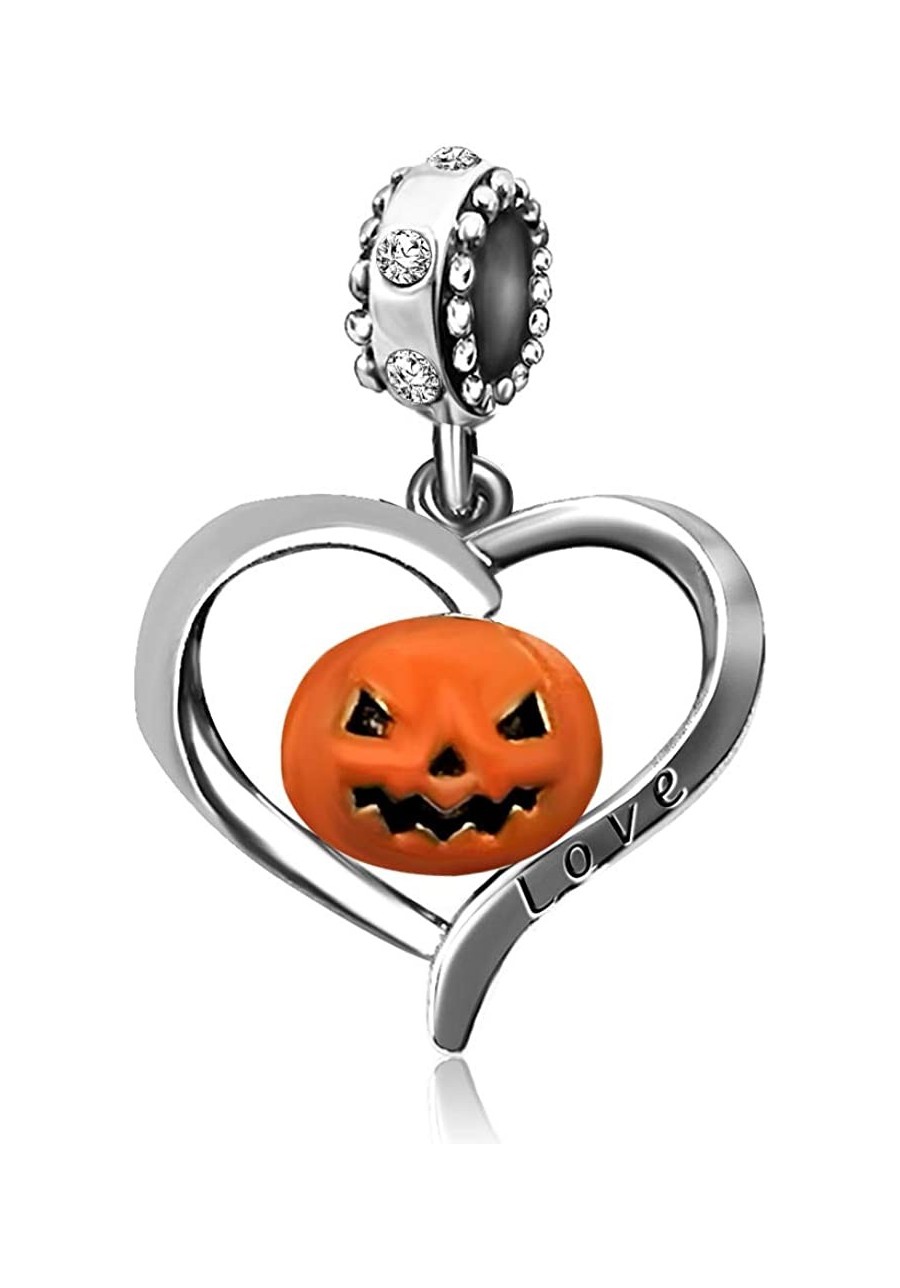 Pumpkin Heart Halloween Gifts Birthday Birthstone Dangle Ctystal Love Charms for Bracelet Women Men Girl Jewelry $10.67 Charm...