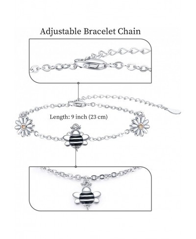 Bee Bracelets for Women Girls 925 Sterling Silver Daisy Flower Charm Bracelet Jewelry Gifts $24.00 Charms & Charm Bracelets