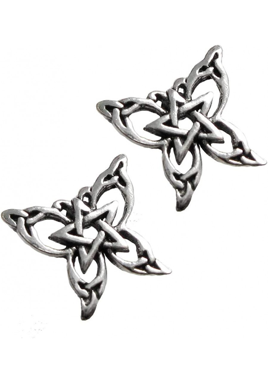 Sterling Silver Butterfly Pentacle Pentagram Earring Studs $13.86 Cuffs & Wraps