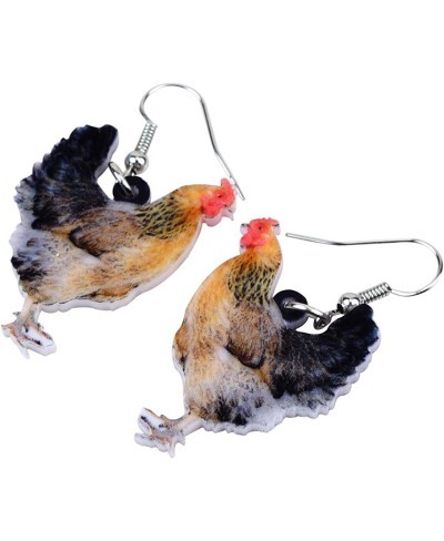 Brown Farm Rooster Hen Chicken Earrings Acrylic Chicken Dangle Drop Jewelry Gifts for Women Teens Girls $12.17 Drop & Dangle