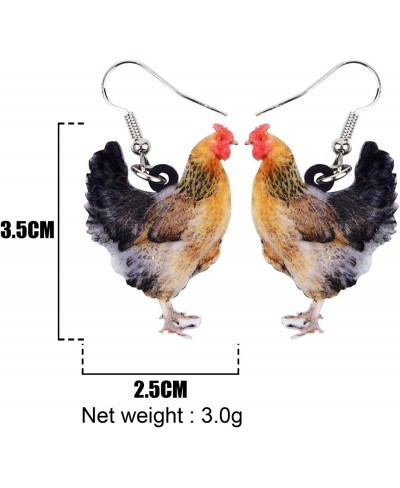 Brown Farm Rooster Hen Chicken Earrings Acrylic Chicken Dangle Drop Jewelry Gifts for Women Teens Girls $12.17 Drop & Dangle