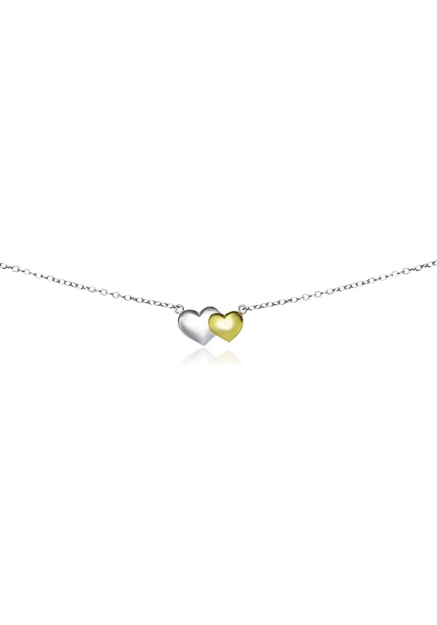 Sterling Silver Two-Tone Double Heart Choker Necklace $11.72 Chokers