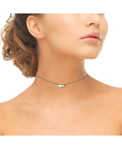 Sterling Silver Two-Tone Double Heart Choker Necklace $11.72 Chokers