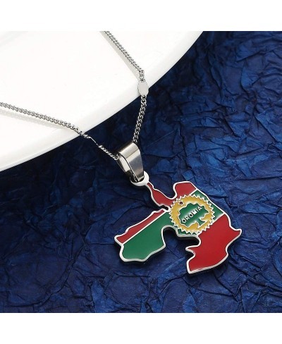 Stainless Steel Oromia Map Pendant Necklace Oromo Map Chain Jewelry $8.63 Pendant Necklaces