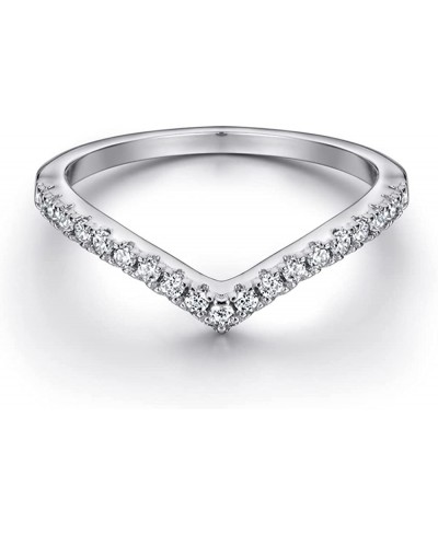 S925 Sterling Silver Ring Silver/Rose gold V shape Ring with Diamond CZ $18.78 Statement