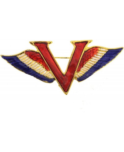 Patriotic Golden Victory Wings Brooch Pin (Red White & Blue) $22.46 Brooches & Pins