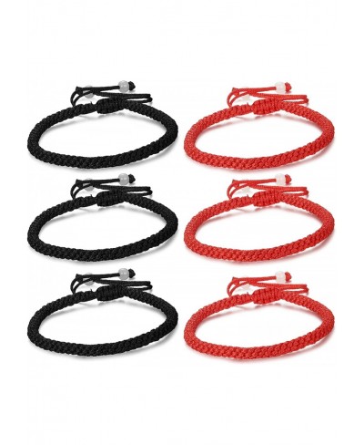 Unisex 6pcs Handmade Kabbalah Red Black String Good Luck Bracelet for Prosperity and Success $12.00 Strand