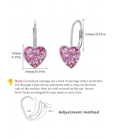 Heart Leverback Earrings 925 Sterling Silver Heart Leverback Earrings Sleeper Small Hoop Earrings 10mm Heart Dangle Hoop Earr...