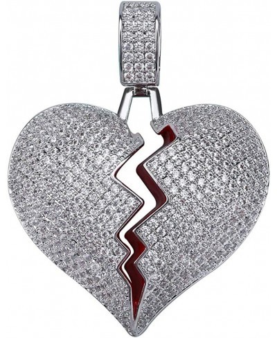 Iced Out Hip Hop Jewelry Gifts 18K Gold Plated Micro Pave Bling CZ Broken Heart Pendant Necklace $14.64 Pendants & Coins