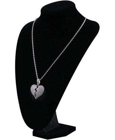 Iced Out Hip Hop Jewelry Gifts 18K Gold Plated Micro Pave Bling CZ Broken Heart Pendant Necklace $14.64 Pendants & Coins