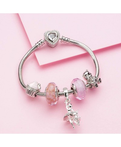 925 Sterling Silver Clear CZ Teddy Bear Enamel Holding Heart Cupcake Ballet Charms for Bracelet and Necklace $17.14 Charms & ...