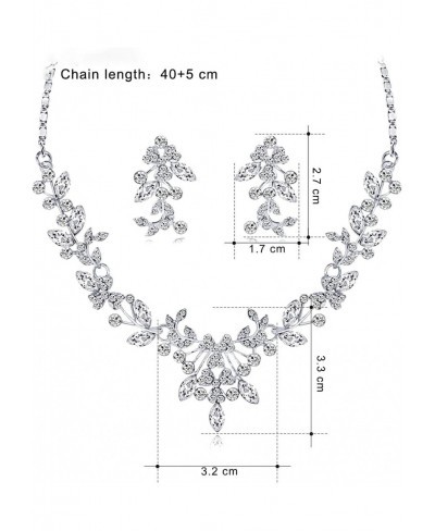 Rhinestone Shiny Floral Necklace Earrings Sets for Women Girls Ladies Fashion Hypoallergenic Statement Mother's Day Jewelry G...