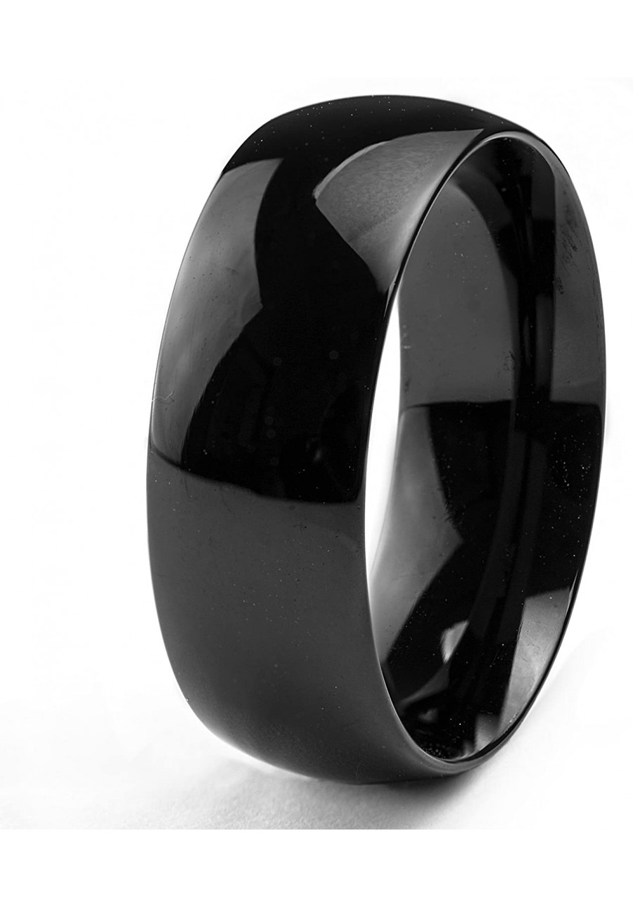 Men's Black IP Stainless Steel High Polished Ring (8 mm)- Sizes 7-13 $14.50 Wedding Bands