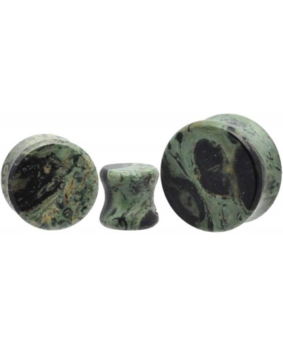 Pair of Green Eye Jasper Stone Double Flare Plugs (STN-641) $10.06 Piercing Jewelry