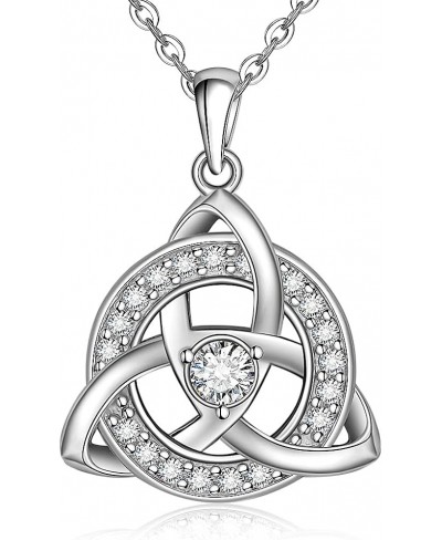 Celtic Knot Necklace Love Pendant Sterling Silver Necklace Triquetra Irish Trinity Simple Necklaces for Women Mom and Daughte...