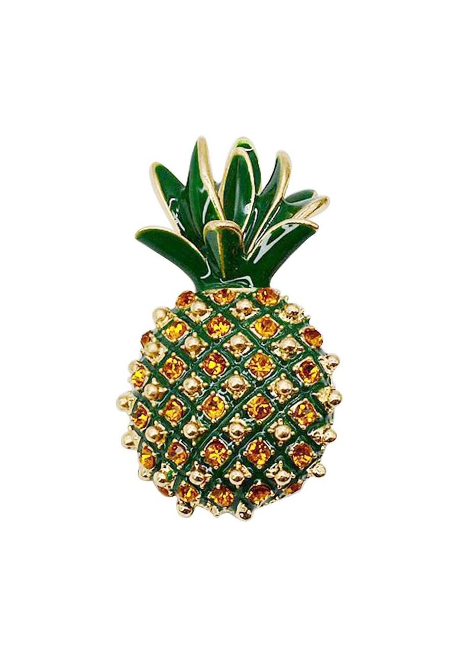 Retro Pineapple Rhinestone Brooch Alloy Personaltiy Cartoon Fruit Boutonniere Women Wedding Bridal Banquet Clothing Decorativ...