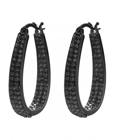 Crystal Hoop Earrings for Women Girl Black Oval Inside Out Hoop Earring Jewelry $22.41 Hoop