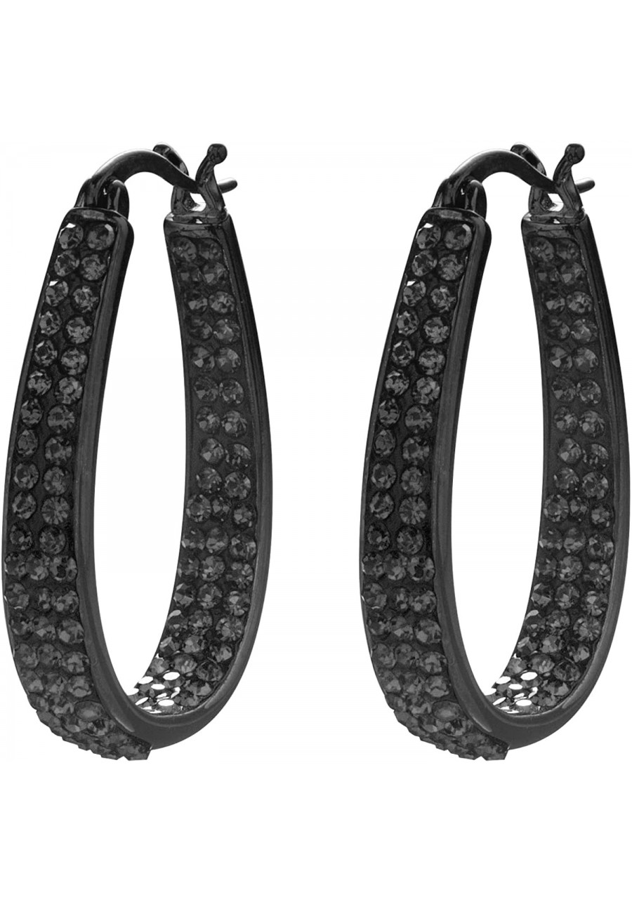 Crystal Hoop Earrings for Women Girl Black Oval Inside Out Hoop Earring Jewelry $22.41 Hoop