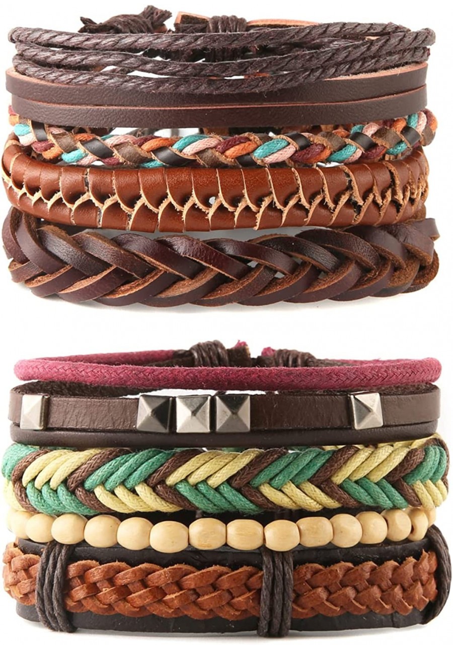 Mix 8 Wrap Bracelets Men Women Hemp Cords Wood Beads Ethnic Tribal Bracelets Leather Wristbands $14.09 Cuff