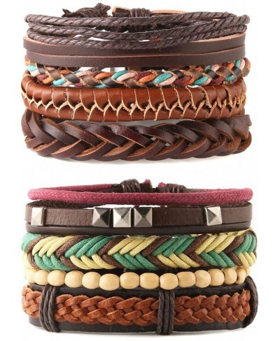 Mix 8 Wrap Bracelets Men Women Hemp Cords Wood Beads Ethnic Tribal Bracelets Leather Wristbands $14.09 Cuff