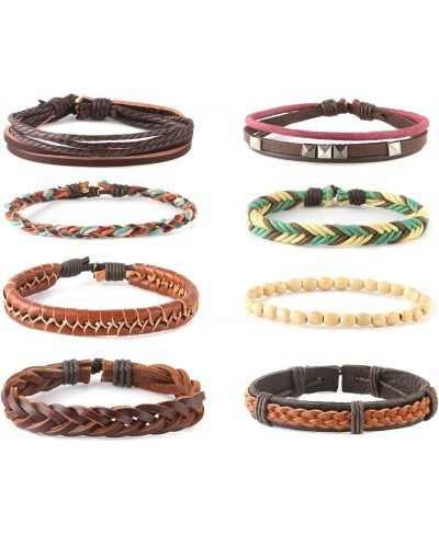 Mix 8 Wrap Bracelets Men Women Hemp Cords Wood Beads Ethnic Tribal Bracelets Leather Wristbands $14.09 Cuff