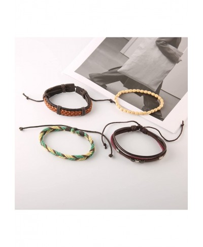 Mix 8 Wrap Bracelets Men Women Hemp Cords Wood Beads Ethnic Tribal Bracelets Leather Wristbands $14.09 Cuff