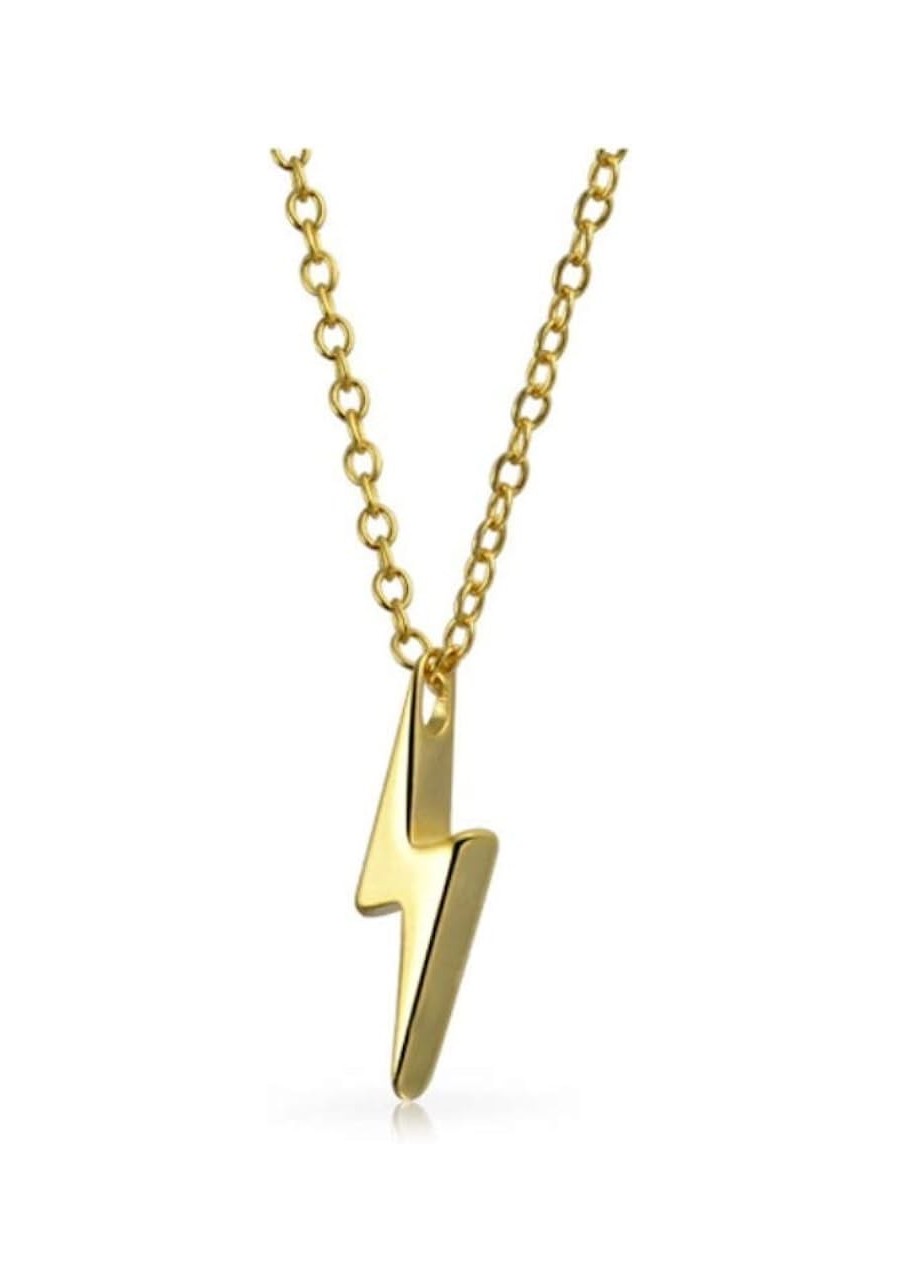 14K Yellow Gold Plated Lightning Bolt Pendant Necklaces (lightning) $19.20 Pendant Necklaces