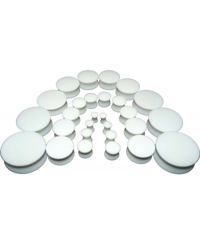 White Double Flare Acrylic Saddle Earlets Solid Ear Plugs 10G to 1-1/4" (2.5mm to 32mm) 1 Pair Each $10.46 Piercing Jewelry