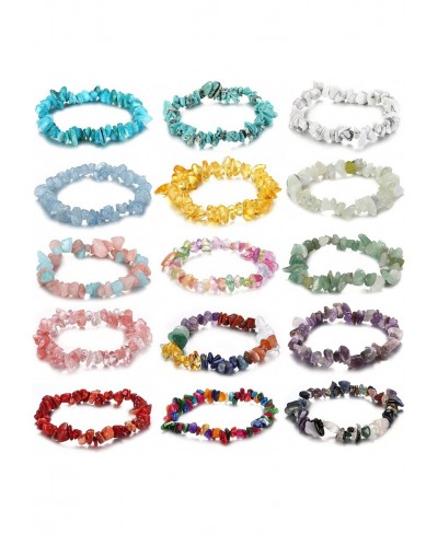 15pcs Natural Gemstone Chakra Crystal Bracelets for Women Men Irregular Tumble Polished Align Gravel Bracelet Colorful Healin...