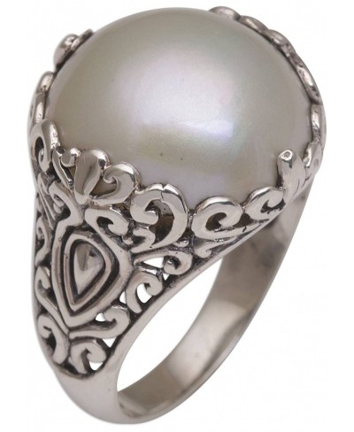 Silver White Cultured Freshwater Pearl .925 Silver Cocktail Ring Palatial Dreams' $37.21 Statement
