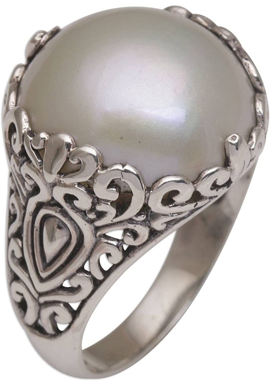 Silver White Cultured Freshwater Pearl .925 Silver Cocktail Ring Palatial Dreams' $37.21 Statement