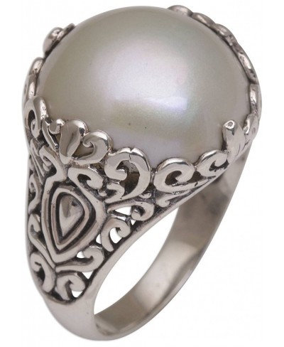 Silver White Cultured Freshwater Pearl .925 Silver Cocktail Ring Palatial Dreams' $37.21 Statement