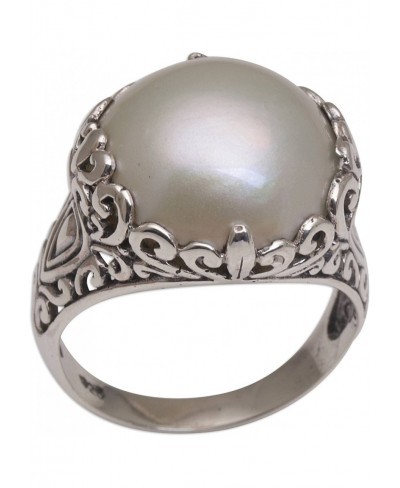 Silver White Cultured Freshwater Pearl .925 Silver Cocktail Ring Palatial Dreams' $37.21 Statement