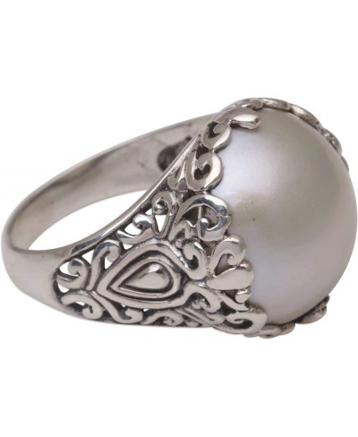 Silver White Cultured Freshwater Pearl .925 Silver Cocktail Ring Palatial Dreams' $37.21 Statement