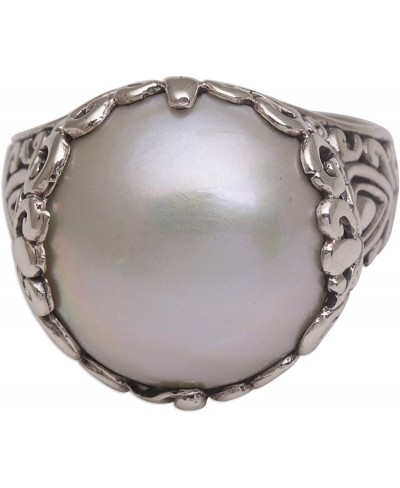 Silver White Cultured Freshwater Pearl .925 Silver Cocktail Ring Palatial Dreams' $37.21 Statement