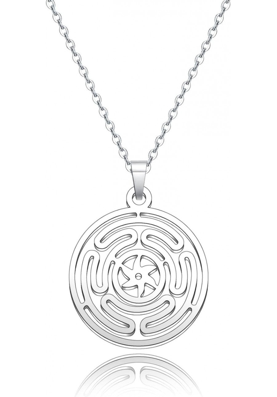 Wheel of Hecate Symbol Pendant Necklace for Women Literary Jewelry Pagan Goddess Wiccan Gifts $13.85 Pendant Necklaces