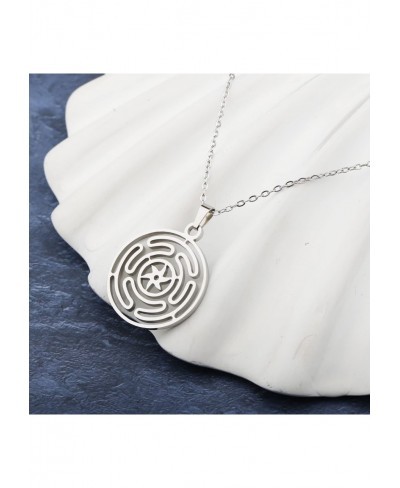 Wheel of Hecate Symbol Pendant Necklace for Women Literary Jewelry Pagan Goddess Wiccan Gifts $13.85 Pendant Necklaces