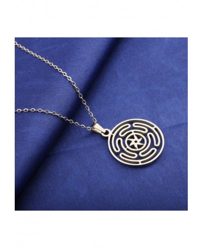 Wheel of Hecate Symbol Pendant Necklace for Women Literary Jewelry Pagan Goddess Wiccan Gifts $13.85 Pendant Necklaces