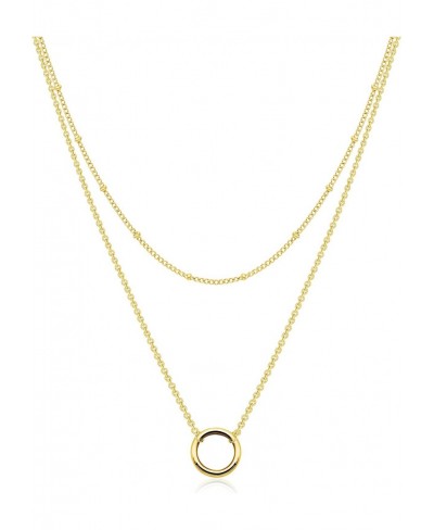 18k Gold Plated Women's Simple Necklace Dainty Layered Disc Necklace for Woman Adjustable Chain Handmade Choker $17.03 Chains