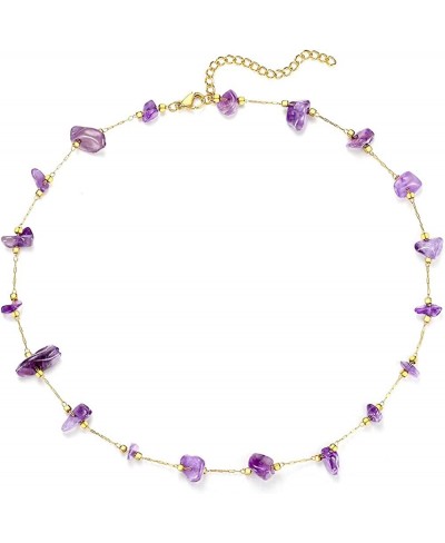 Amethyst Necklace Amethyst Crystal Necklace for Women Purple Crystal Stone Choker Necklace $11.38 Chokers