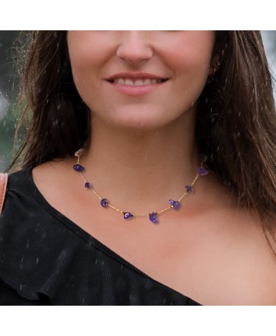 Amethyst Necklace Amethyst Crystal Necklace for Women Purple Crystal Stone Choker Necklace $11.38 Chokers