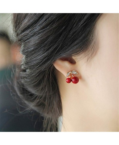 Charming Women Red Cherry Stud Earrings for Wedding Party Gift $7.12 Stud