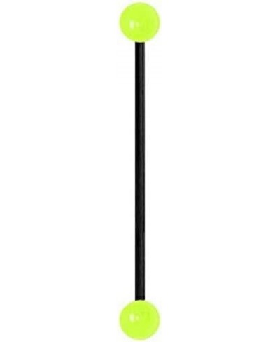 ONE Neon Yellow Glow in The Dark Flexible Black Scaffold Industrial Barbell 14G - Sold Individually $10.24 Piercing Jewelry