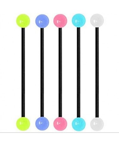 ONE Neon Yellow Glow in The Dark Flexible Black Scaffold Industrial Barbell 14G - Sold Individually $10.24 Piercing Jewelry