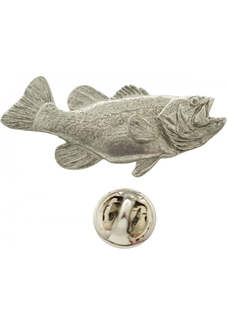 Right Facing Largemouth Bass Pin ~ Antiqued Pewter ~ Lapel Pin - Antiqued Pewter $15.39 Brooches & Pins