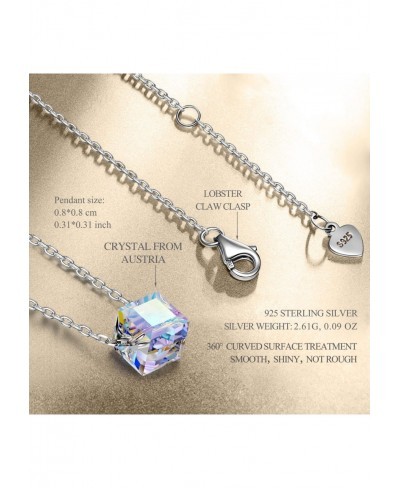 Fantastic World Necklaces for Women Sterling Silver Chain & Cube Crystals from Austria Gift for Her with Delicate Jewelry Box...